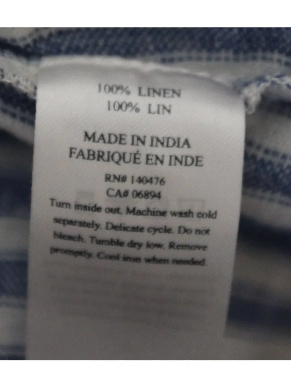 Faherty Margaux 100% Linen Blue&White Striped Sleeveless Dress Size Medium -Flaw - Picture 10 of 10
